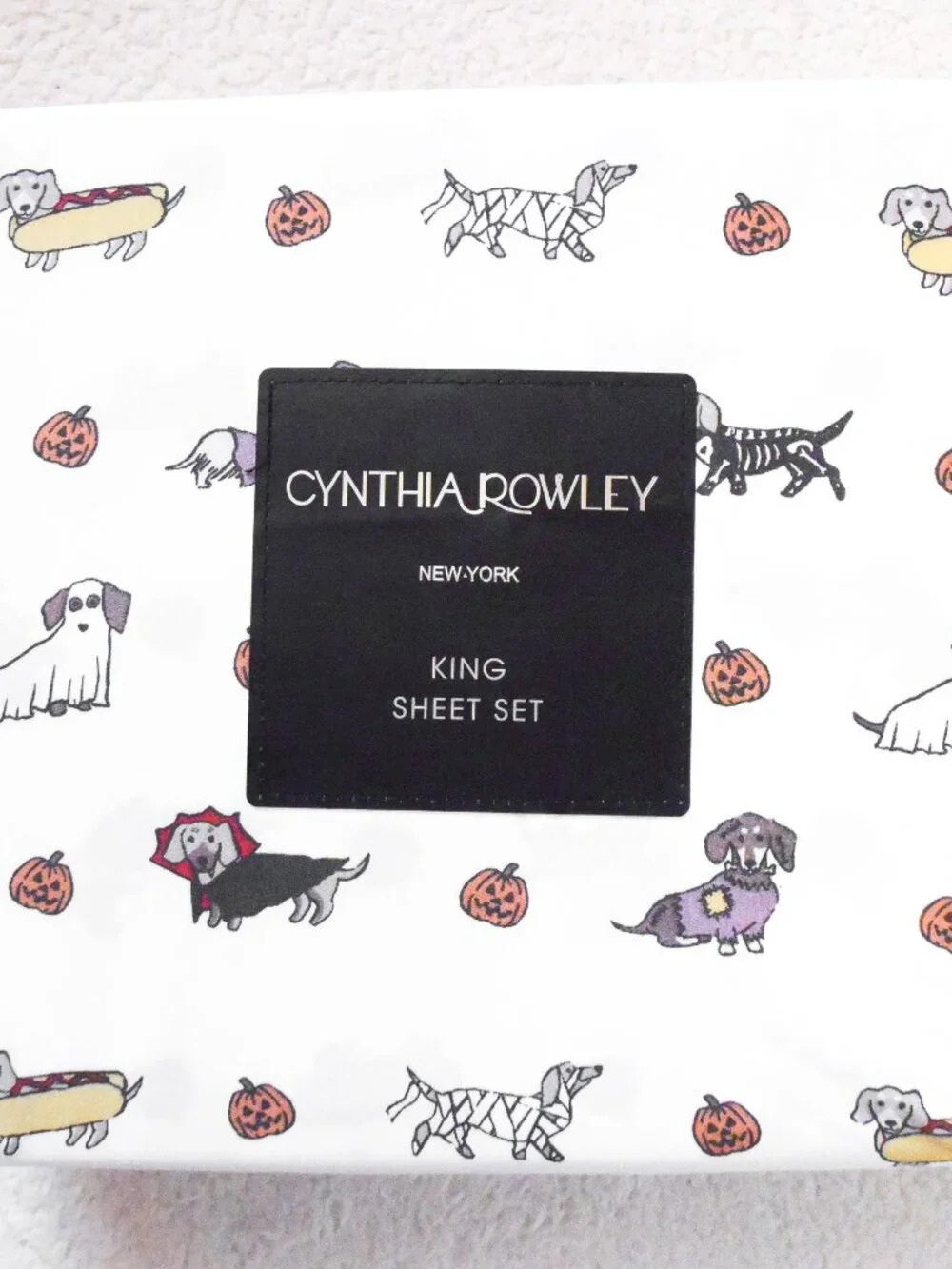 *Cynthia Rowley* Dachshund Doxin Halloween Costume Sheets Set - KING - NEW!